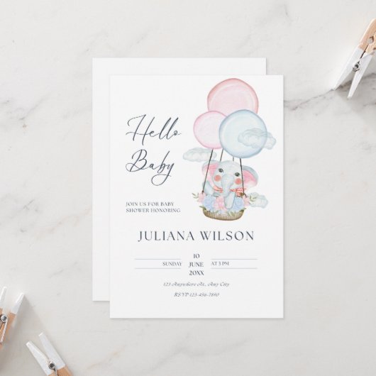 Einladung des Minimalistischen Tierbabys mit weiße (Vorderseite/Rückseite Beispiel)