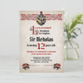 Einladung des mittelalterlichen Ritters zum Geburt (Stehend Vorderseite)