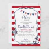 Einladung des Nautic Anchor Red Blue Boy Baby (Vorderseite)