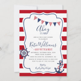 Einladung des Nautic Anchor Red Blue Boy Baby