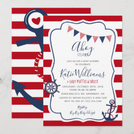 Einladung des Nautic Anchor Red Blue Boy Baby