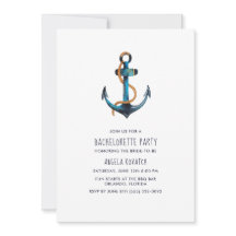 Einladung des Nautic Navy Stripe Junggeselinnen-Ab