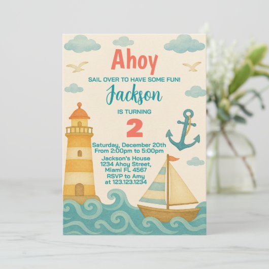 Einladung des Nautischen Kindergeburtstags (Stehend Vorderseite)