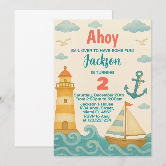 Einladung des Nautischen Kindergeburtstags (Vorne/Hinten)