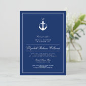 Einladung des Navy Blue Anchor Monogram Brautparty (Stehend Vorderseite)