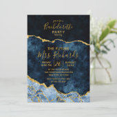 Einladung des Navy Blue Gold Foil Junggeselinnen-A (Stehend Vorderseite)