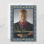 Einladung des Navy & Gold Ivy Border Abschluss Fot (Rückseite)