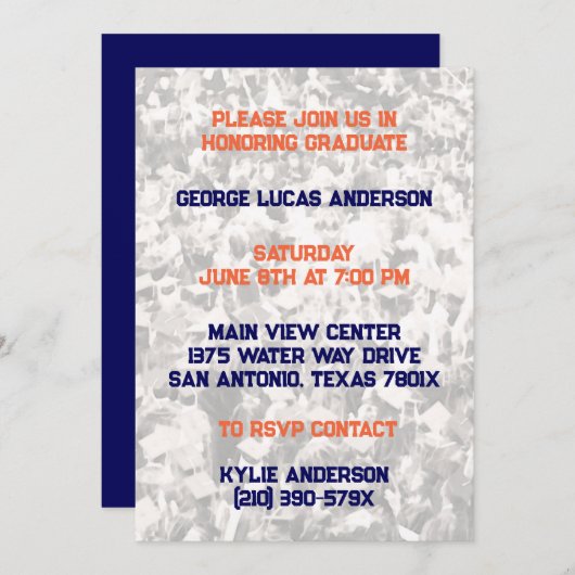 Einladung des Navy Orange Athlete Abschlusses (Vorne/Hinten)