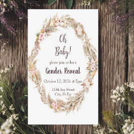 Einladung des neutralen Tone Boho Pampas Gender