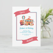 Einladung des niedlichen Circus Big Top Kids zum G (Stehend Vorderseite)