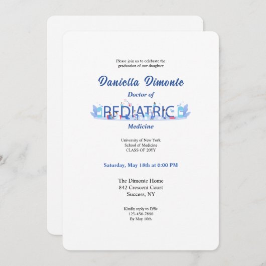 Einladung des Pädiaters Abschluss (Vorne/Hinten)