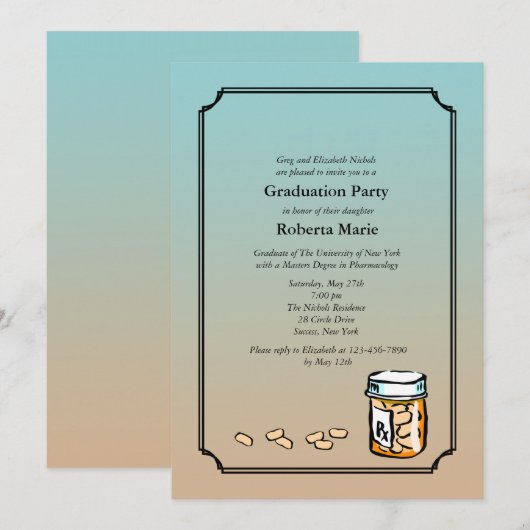 Einladung des Pharmazeutischen Abschluss (Vorne/Hinten)