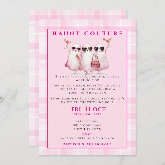 Einladung des Pink Ghost-Halloween-Party (Vorne/Hinten)