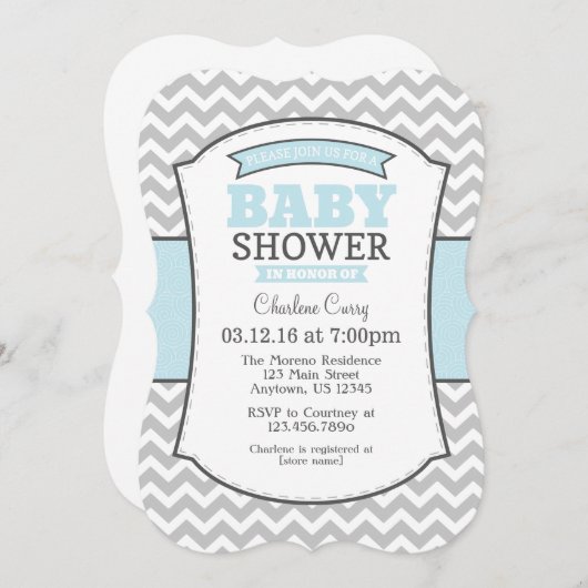 Einladung des Pulvers zur Zickzack Blauen Babydusc (Vorne/Hinten)