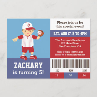 Einladung des Red Baseball Boy Birthday Party Tick