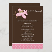 Einladung des Rosa Flugzeugmädchens zum Geburtstag (Vorne/Hinten)