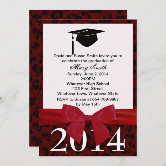 Einladung des Roten Abschlusses Ribbon und Roter L (Vorne/Hinten)