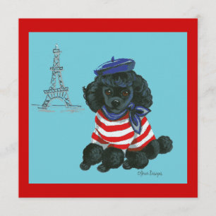 Einladung des schwarzen französischen Poodle Welpe