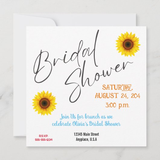 EINLADUNG DES SONNENBLUMENS BRAUTPARTY FLAT (Rückseite)