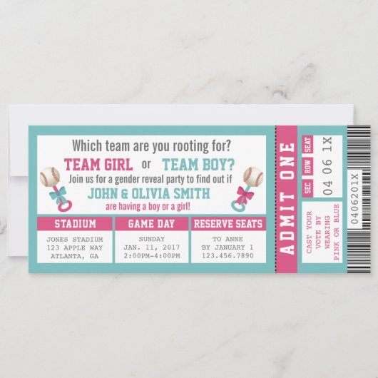 Einladung des Sportticketgeschlechts, Baseball (Vorderseite)