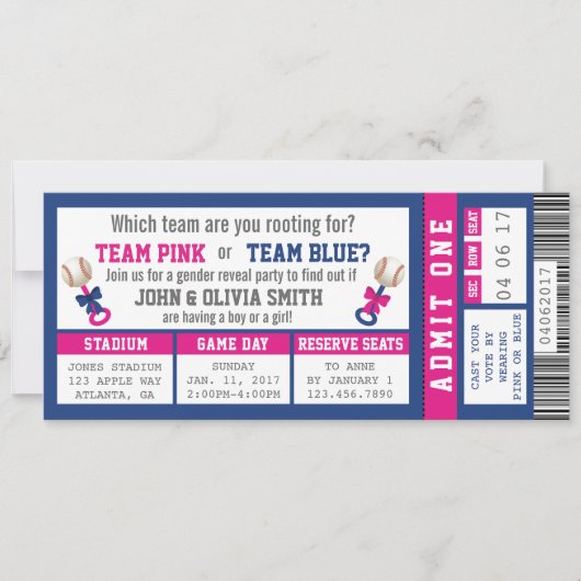 Einladung des Sportticketgeschlechts, Baseball (Vorderseite)