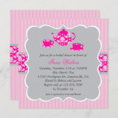 Einladung des Teekanne-Brautparty-(Rosa/Grau) (Vorne/Hinten)
