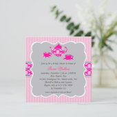 Einladung des Teekanne-Brautparty-(Rosa/Grau) (Stehend Vorderseite)