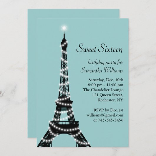 Einladung des Türkis-Pariser Bonbon-16 (Vorne/Hinten)