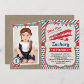 Einladung des Vintagen Flugzeugführers zum Geburts (Vorne/Hinten)