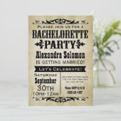 Einladung des Vintagen Junggeselinnen-Abschieds (Stehend Vorderseite)