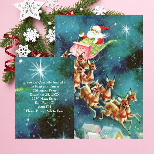 Einladung des Vintagen Weihnachtsmanns zur Reindee