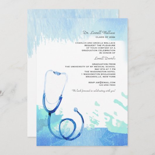 Einladung des Wasserfarben-Stethoskop (Vorne/Hinten)