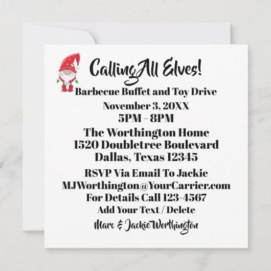 Einladung des Weihnachtswerkstättes (Rückseite)