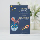 Einladung des Weltraumkindes Astronauten zum Gebur (Stehend Vorderseite)