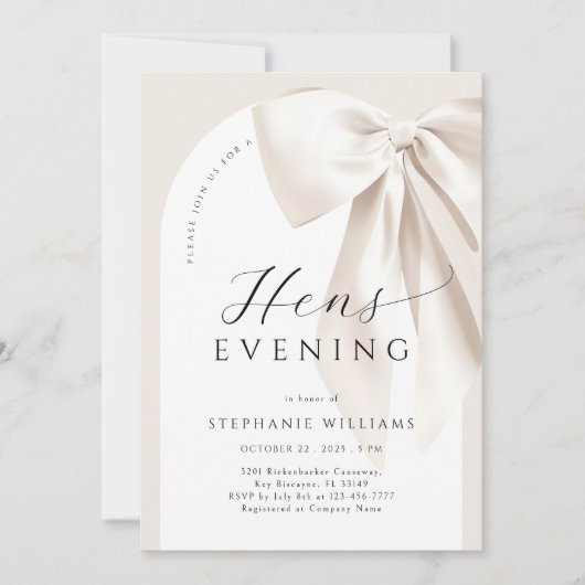 Einladung des White Bow Arch Hens Abend (Vorderseite)