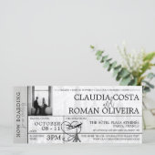 Einladung des White Paris Wedding Boarding Pass (Stehend Vorderseite)