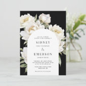 Einladung des White Peony Floral Black Wedding Arc (Stehend Vorderseite)