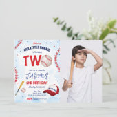 Einladung des White & Red Baseball Fotos (Stehend Vorderseite)