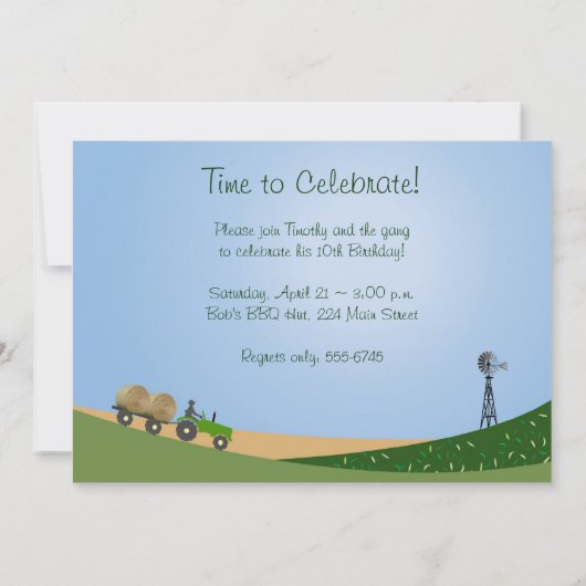 Einladung des Zuges: Niedliche Hay Bale Farm Scene (Rückseite)