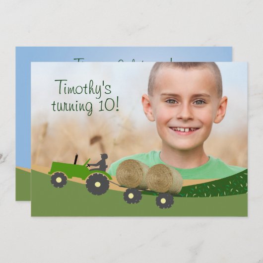 Einladung des Zuges: Niedliche Hay Bale Farm Scene (Vorne/Hinten)