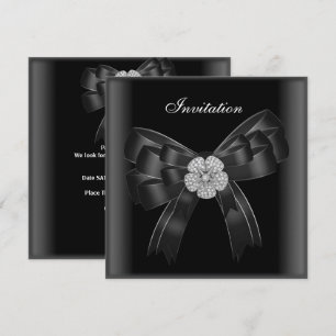 Einladung Diamant Schmuck Schwarz Bogen für alle A