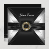 Einladung Diamond Jewel Schwarz-weiß Silver (Vorne/Hinten)