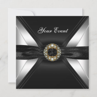 Einladung Diamond Jewel Schwarz-weiß Silver