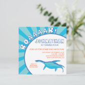 Einladung Dino-Mite Dinosaur - Blau (Stehend Vorderseite)