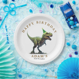 Einladung Dinosaur zum Geburtstag, drei Nachmittag Pappteller