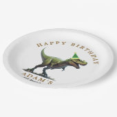 Einladung Dinosaur zum Geburtstag, drei Nachmittag Pappteller (Schrägansicht)