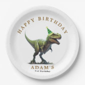 Einladung Dinosaur zum Geburtstag, drei Nachmittag Pappteller (Vorderseite)