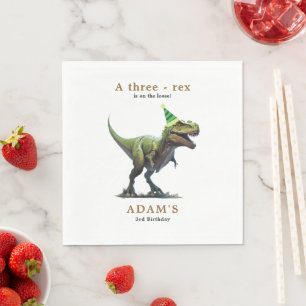 Einladung Dinosaur zum Geburtstag, drei Nachmittag Serviette