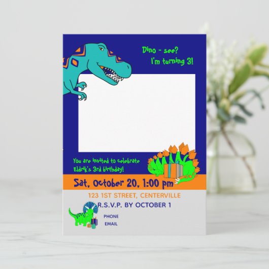 Einladung Dinosaurier (Stehend Vorderseite)