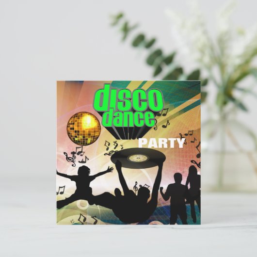 Einladung Disco Dance Party Retro (Stehend Vorderseite)